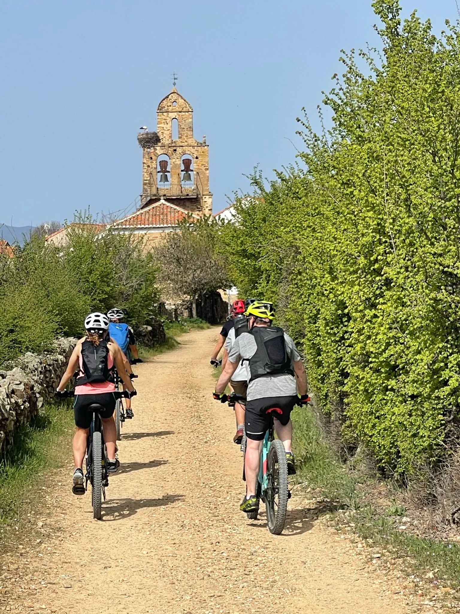 Ciclistas de MTBSPAIN en un tramo de tierra del Camino Francés